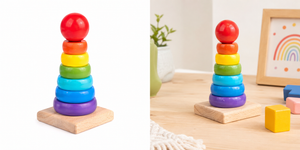 RainbowStack™ Wooden Color Sorting & Stacking Tower Puzzle for Kids