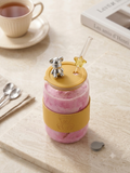 The Ultimate Cozy Companion: Bear Glass Tumbler with Leather Sleeve