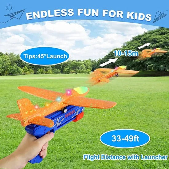 Kids Airplane Launcher Set Catapult Flying Glider Toy clickandcartstore