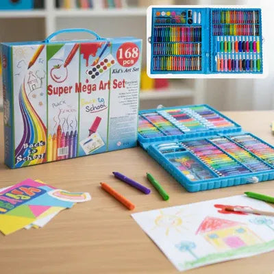 168-Piece Mega Art Set – Deluxe Drawing, Coloring & Creative Activity Kit for Kids